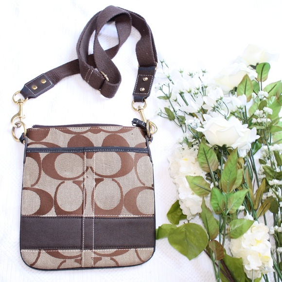 Coach Handbags - Coach Brown Crossbody Monogrammed Bag